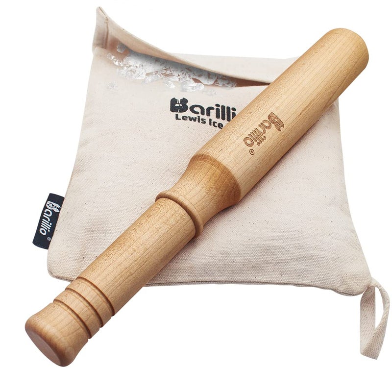 Barillio Drink Muddler Mallet and Lewis Bag Set - Big-Shot 13.75 Inch Wooden Muddler and Ice Hammer for Cocktails w/Canvas Ice Crushing Bag - Bar Tool Set - Image 1